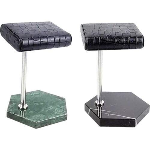 PU Leather Watch Stand Natural Marble Base Jewelry Stand Watch Accessory