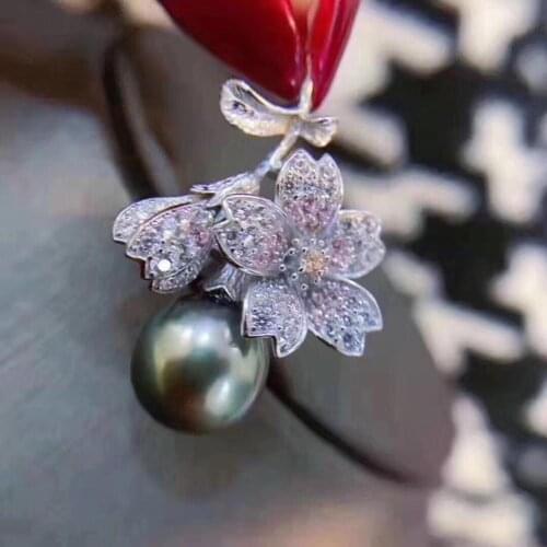 925 Sterling Silver Flower Pendant Findings Jewelry Parts Fittings Women Accessories for Pearls Stones Beads Coral Agate