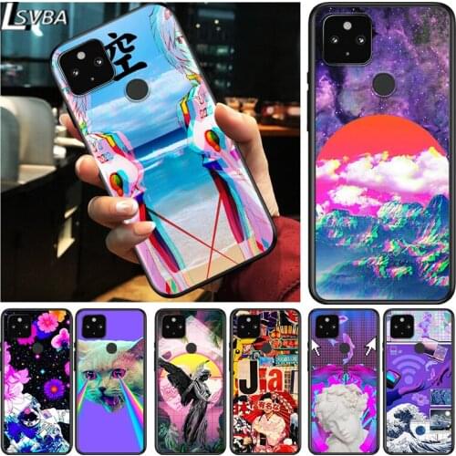 Vaporwave Art Shockproof Cover for Google Pixel 5 4 5A 4A XL 5G Black Phone Case Shell Soft Fundas Coque Capa