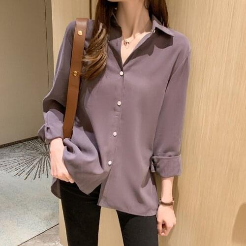 New Spring Autumn womens shirts high quality loose long-sleeved female shirts fashion solid color woman blouse