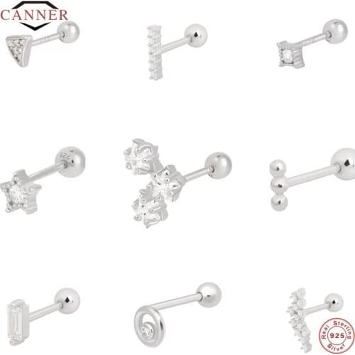 CANNER INS Style Minimalist Small Cute Stud Earrings for Women 925 Sterling Silver Piercing Earings Jewelry pendientes 1 Pair