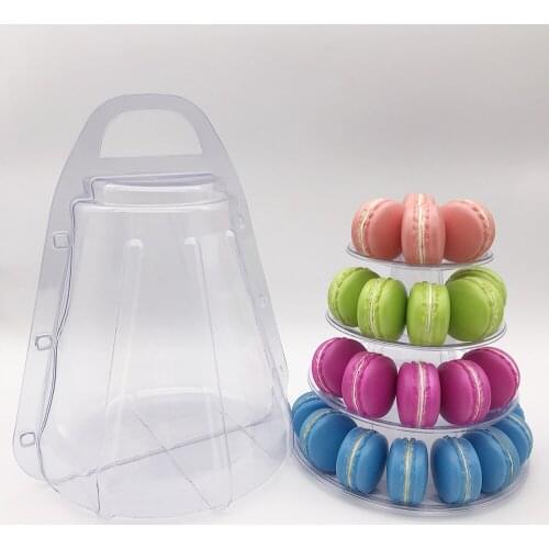 4 Tiers Portable Box Cupcake Display Rack Holder Macaron Tower Macaroon Display Cake Stand Birthday Party Wedding Decoration