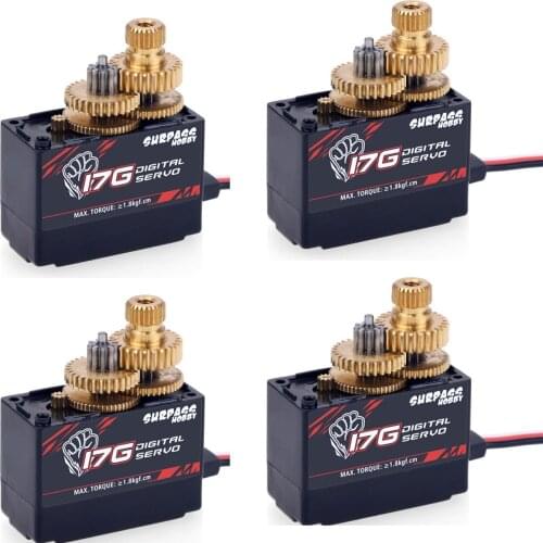 SURPASS Hobby 4PCS 17g Micro Mini Servo S0017M Metal Gear for RC 1/18 1/16 Helicoper Airplane Truck Car Ship Boat Robot Fpv