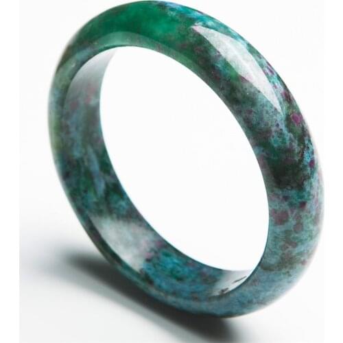Inner Diameter 59mm Women Female Gift Just One New Arrival Fashion Green Red Genuine Natural Zoisite Stone Round Bangles