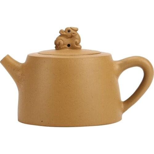 Golden Section Of Clay Carved Purple Teapot Auspicious Jinglan Zisha Yixing Handmade Pot Kung-fu Teaware Pure