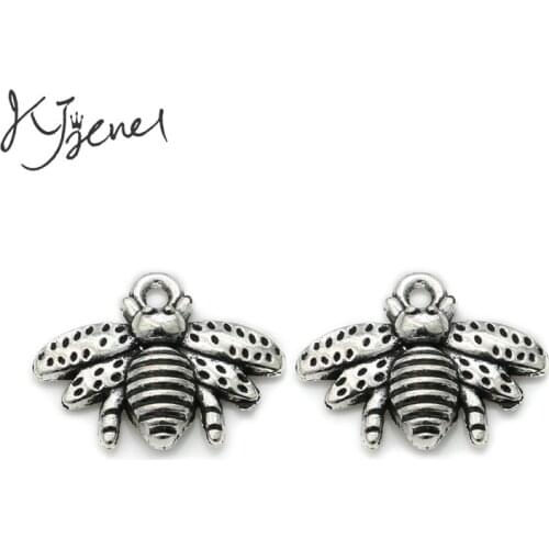 10Pcs/lot Antique Silver Plated Flying Bee Charm Pendant Bracelets Jewelry Findings Accessories Making Craft DIY 20x18mm