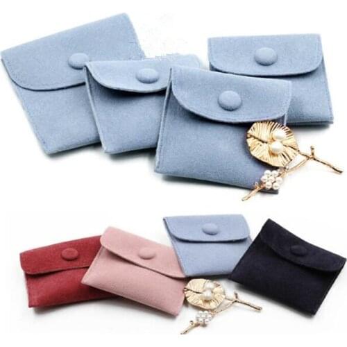100PCS/LOT Velvet Jewelry Bags With Button Wedding Party Gift Packing Pouches