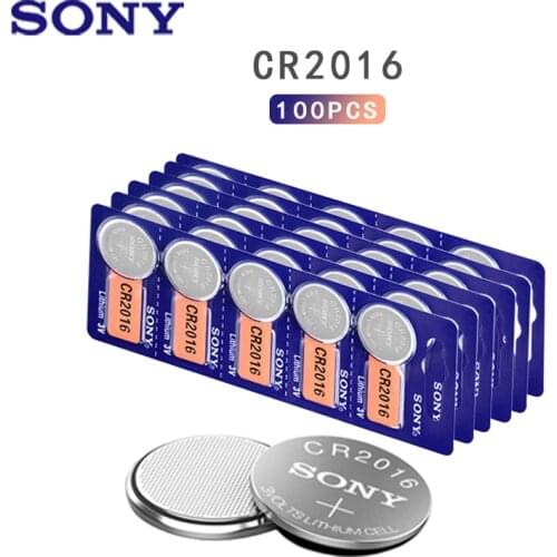 100Pcs Sony 3V CR2016 Lithium Coin Cells Button Battery CR 2016DL2016 KCR2016 LM2016 BR2016 For Watch Calculator Toys