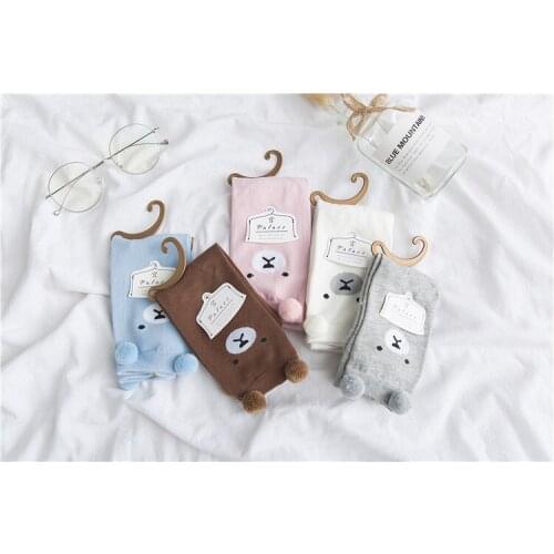120pairs/lot cotton 3D cute cartoon animal bear ear sock/animal bear sock with ear