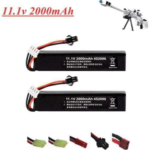 2pcs Water Gun Airsoft 11.1V 3S 2000mAh 30C 452096 Lipo battery for Airsoft BB Air Pistol Electric Toys Guns Parts