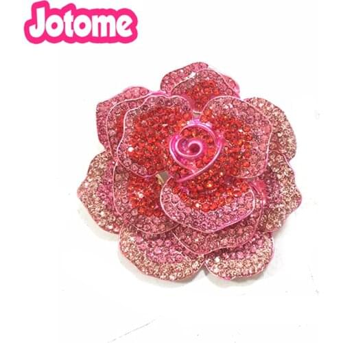 20pcs Fashion 50mm Rhinestone sparkly crystal enamel rose flower brooch pin for gift/party/Wedding invitation