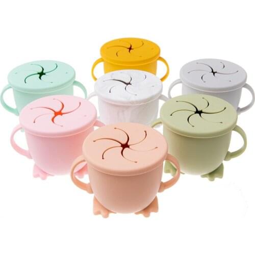 200ML Baby Silicone Snack Cups Infant Learning Feeding Food Bowl Cup with Handle Kids Silicone Snack Dish Trainer Cup