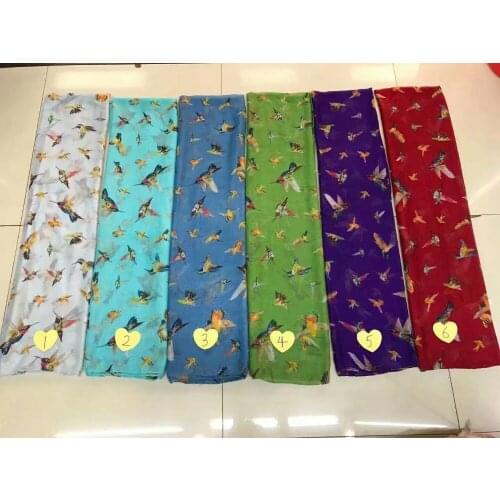 2017 Soft Humming Bird Print Scarf Shawls Women Long Fashion Animal Pattern Scarves Wrap Hijab 5 Color Free Shipping