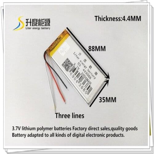 3.7V 2000mAH 443588 Polymer lithium ion / Li-ion battery for cell phone GPS e-book speaker dvd mp4 mp3