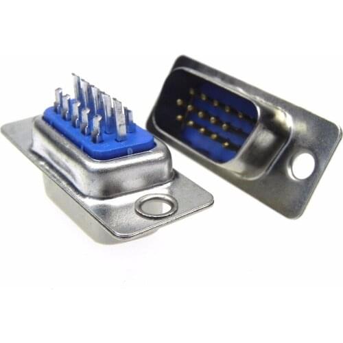 5pcs/lot DB15-15pin male cable wire soldering type socket connector Plug D-SUB Male Plug Socket DB15 Connector