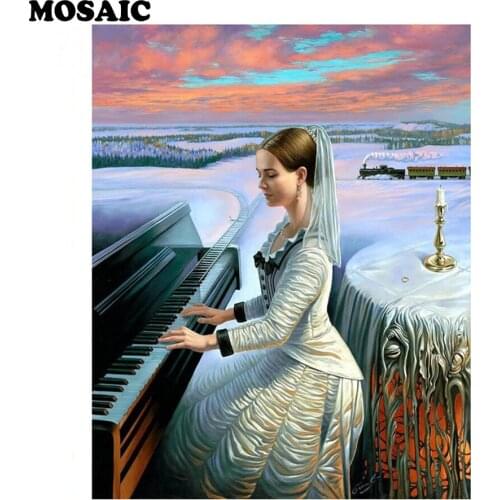 5D DIY diamond embroidery sale,snow,piano,women,diamond painting Cross Stitch full square Rhinestone mosaic home decor