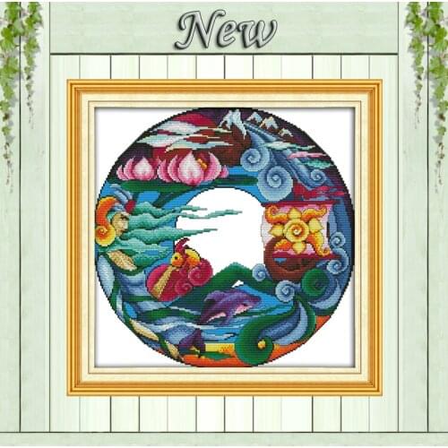 Water god portrait abstract Paintings 11CT DMC Counted print on the Canvas 14CT DIY Cross Stitch Embroidery Sets Needlework kits