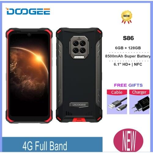 Android10 Google Pay Doogee New S86 6GB+128GB 8500mAh IP68/IP69K 6.1inch Super Battery Mobile Phones NFC Smartphone Octa Core