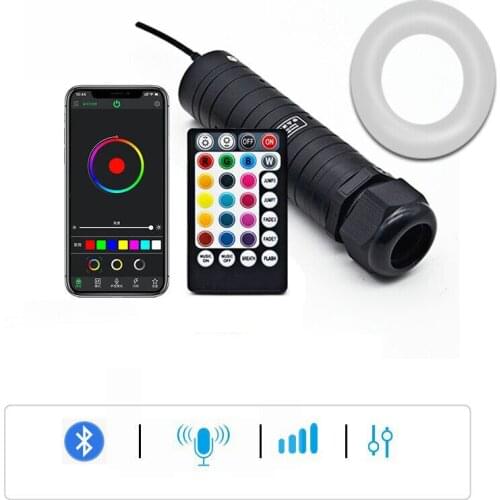 Car Star 6W RGB LED Fiber Optic Light Engine Smart phone APP RF remote Controller Sound music device+3M 0.75mm(Dia.) PMMA cable