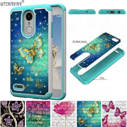 Glitter Diamond Cover LG Aristo 2 Plus Aristo2 Bumper Case LMX210MA X212TAL Hard PC+Soft TPU Hybrid Shockproof Phone Cases Funda