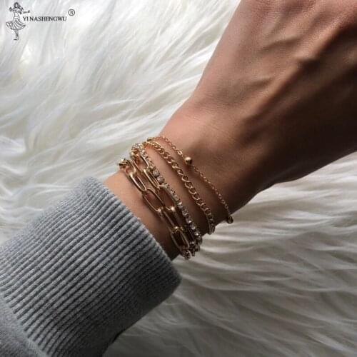 Bohemian Geometric Crystal Multi Layer Bracelets Bangles Charm Adjustable Lasso Bracelet Set for Women Jewelry Accessories Gift