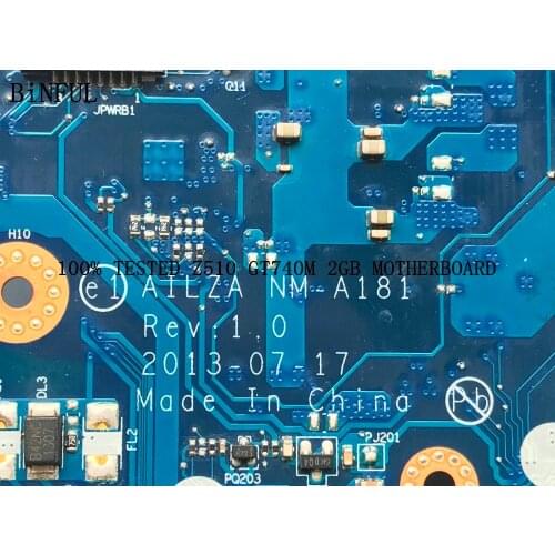 STOCK QUALIFIED OK AILZA NM-A181 FOR LENOVO Z510 MOTHERBOARD NOTEBOOK PC GT740M 2GB 90 DAYS WARRANTY