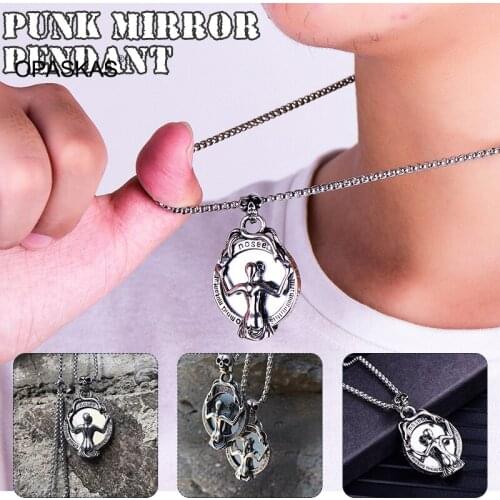 The Truth in the Mirror Necklace Stainless Steel Neck Chain Skeleton Pendant Jewelry Gift for Men Women PT