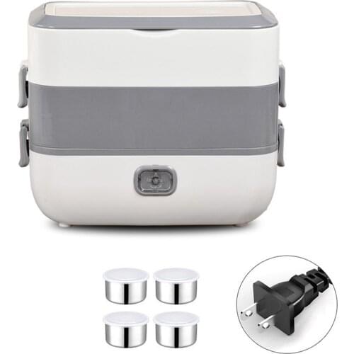 Electric Lunch Box Portable Food Warmer Heater Lunch Box 2 Layers Steamer Lunch Box for Home Office School Travel Camping