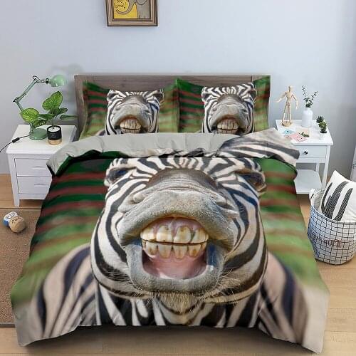 3D Animal Bedding Set Quilt Cover Zebra Pattern Duvet Cover Set With Pillowcase Full Queen King Comforter Cover Home Textile