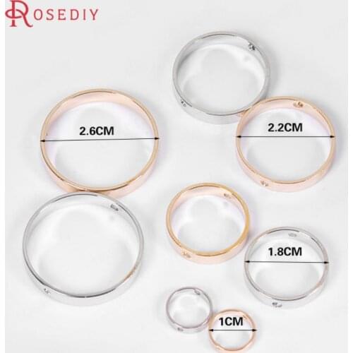 B023)20 pieces 1/1.8/2.2/2.6CM Gold Color Brass Through Hole Round Rings Diy Jewelry Findings Earrings Accessories Wholesale