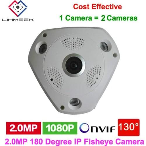 Lihmsek 2.1mm 130 degree Panoramic Lens IP Fisheye Camera POE Onvif P2P Light Netwok Camera Fisheye 2.0 Megapixel 1080P HD