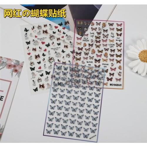 Fashion Fairy Butterflies Transparent Thin Light Traceless Nail Stickers Japanese Style Back Glue Adhesive Dry Nail Decals Women