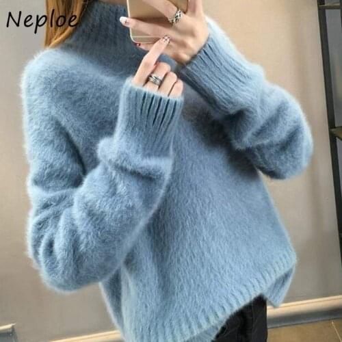 Neploe Turtleneck Mohair Sweater Women 2021 Autumn Winter Clothes Women Pullover Robe Pull Femme Loose Streetwear Jumper 1F284