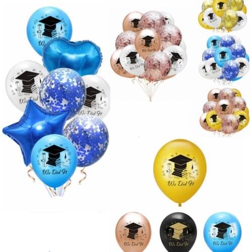 We Did It 12inch 2.8g Graduation Doctor Hat Latex Confetti Star Love Foil Balloons Set Graduation Wedding Party Decor Balloons