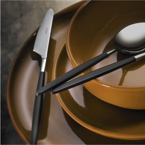 6 personality 18 Piece Glossy Black Dinnerware Fork Spoon Flatware set Dinnerware Set Fork Knife Team