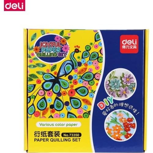 Del 73350 Joyful Paper Quilling Set kit DIY Handmade Origami Primary School Childrens Derivative Paper Line Drawings Flower Art