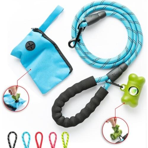 Reflective Dog Leash Rope Set With Dog Poop Bag Dispenser And Dog Training Food Bag Pet For Small Medium Large Dog Pet Products
