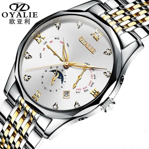 OYALIE Men Watches Luxury Top Brand Stainless Steel Mens Business Watch Automatic Wristwatches Relogio Masculino