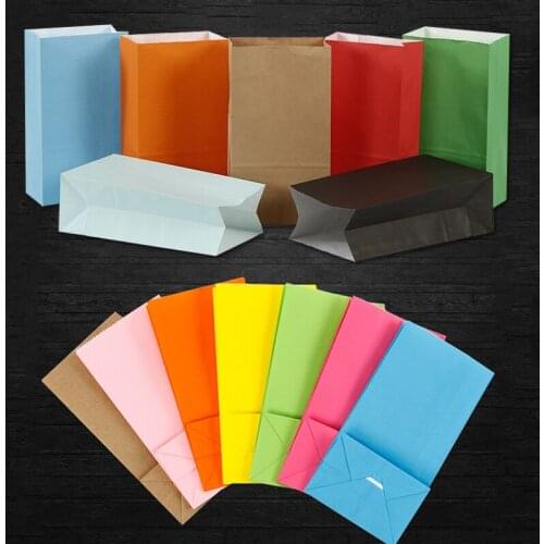 10pcs/lot Kraft Paper Bag For Biscuit Cake Candy Stand Up Open Top Solid Color Gift Paper Bag Treat Gift Packing Bag Supplies