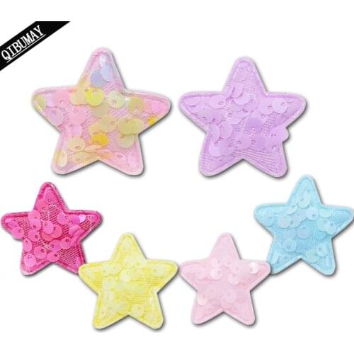 QIBU 10/20pcs Sequin Stars Patches Candy Color Crafts for Clothes Garment Decorative Material DIY Baby Hairbow Clips Accessories