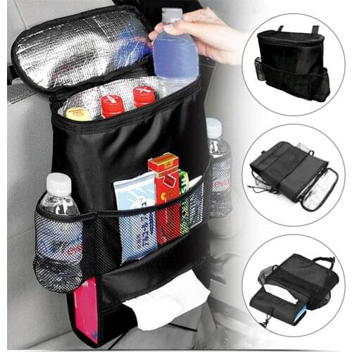Dropshipping Car Seat Back Multi Pockets Storage Bag Cool Hot Thermal Insulation Bags Adjustable Elastic Straps Auto Accessories