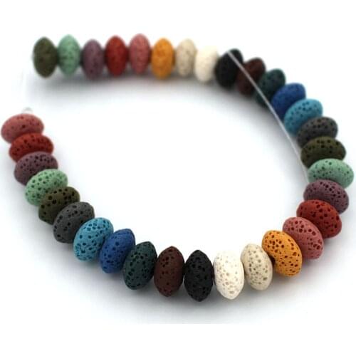 8mm 10mm Multicolor Lava Rock Beads Natural Rondelle Stone Loose Beads Spacer Beads DIY for Jewelry Earrings Making 1 pack