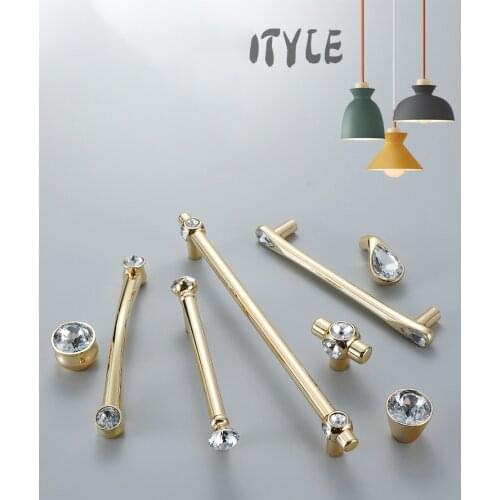 Cabinet Handle Crystal Pulls Simple European Cabinet Knobs Wardrobe Closet Handle Drawer Single Hole Crystal Knobs and Handles