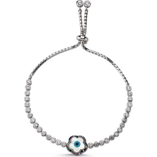 Silverlina Silver Flower Patterned Watercourse Elevator Bracelet