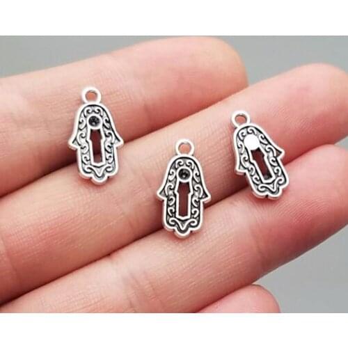 50pcs/lot--17x9mm, Antique silver plated Hamsa hand charms ,DIY supplies, Jewelry accessories