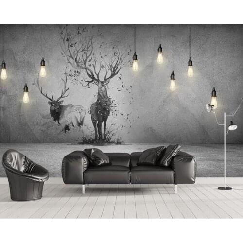 Nordic 3D stereo chandelier elk wallpaper murl papel de parede,living room sofa TV wall bedroom wall papers home decor cafe bar