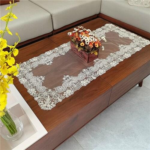 Pastoral Rectangle Lace Embroidery Table Cloth Style Furniture Dust Cover Bedroom Study Balcony Banquet Party Decoration Tapete