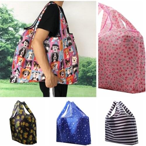 Folding Nylon Shopping Bag Foldable Thick Oxford Reusable Big Eco Grocery Totes Eco Friendly Supermarket Waterproof Shounder Bag