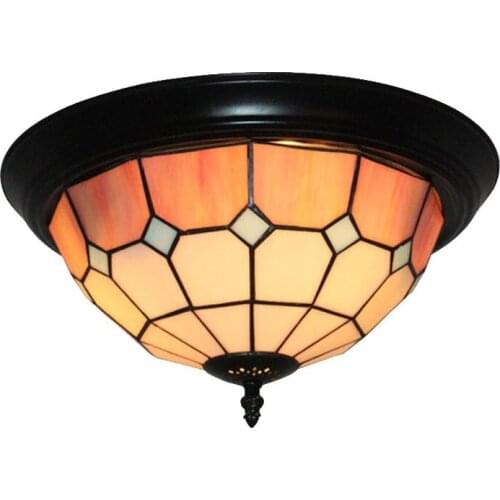Mediterranean Pink Glass Kids Room Ceiling Fixtures Fashion Tiffany Bedroom Ceiling Light Study Room Ceiling Lamps