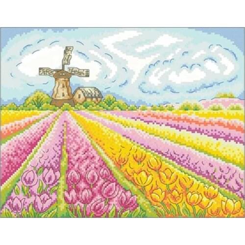 Tulip garden patterns Counted Cross Stitch 11CT 14CT DIY wholesale Chinese Cross Stitch Kits Embroidery Needlework Sets